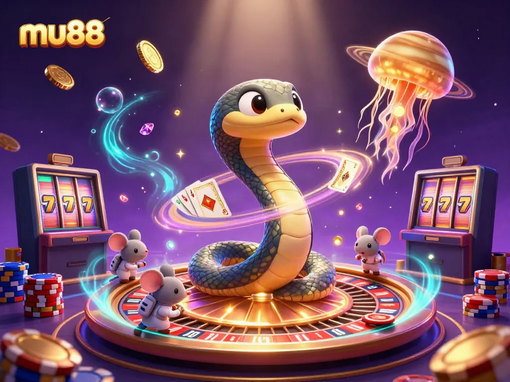 Experience high-stakes betting at mu88 with vibrant 3D casino elements in an engaging cosmic setting.